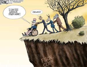 Bipartisan cliff cartoon