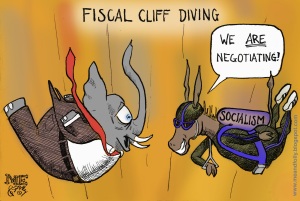 Fiscal Cliff Parachute Cartoon
